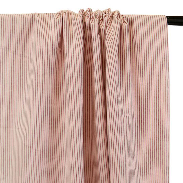 Tissu lin coton rayures rouge blanc - France Duval Stalla x 10 cm