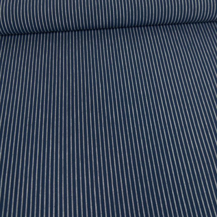 Tissu coton rayures bleu - France Duval Stalla x 10 cm