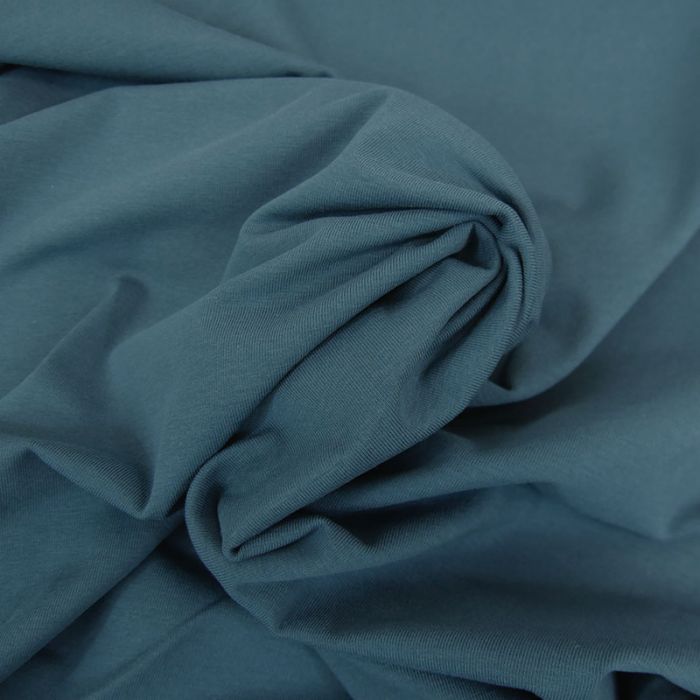 Tissu jersey coton bio uni - denim x 10cm