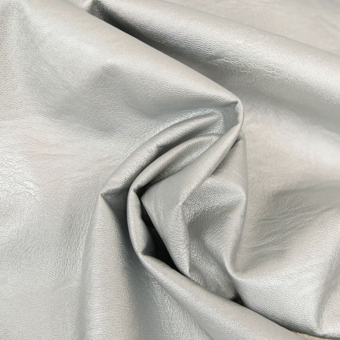 Tissu simili cuir souple - argent x 10 cm