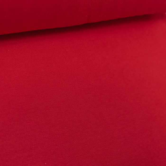 Tissu bord-côte bio uni tubulaire - rouge x 10 cm