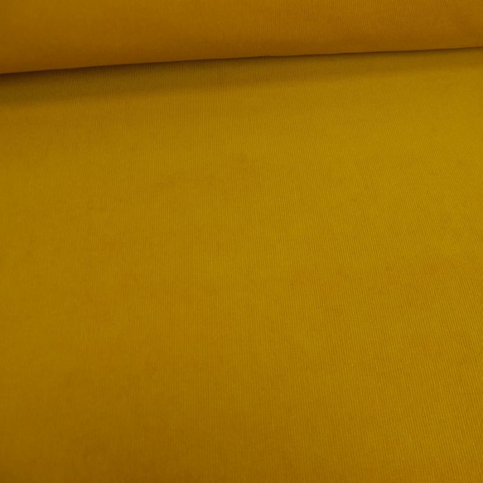 Tissu velours milleraies stretch - jaune moutarde x 10 cm
