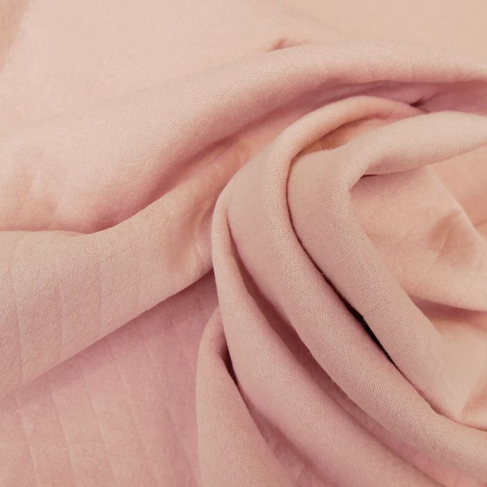 Jersey matelassé coton - rose x 10 cm