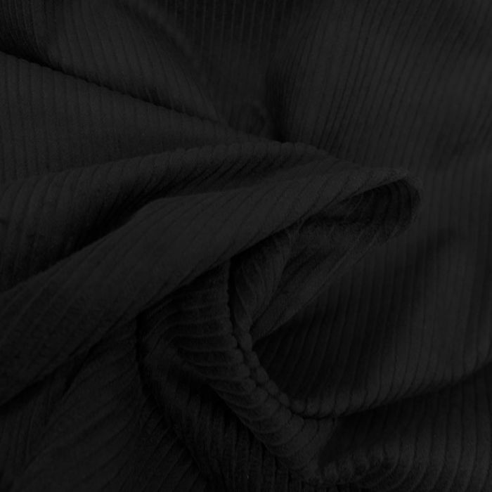 Tissu velours côtelé - noir x 10 cm