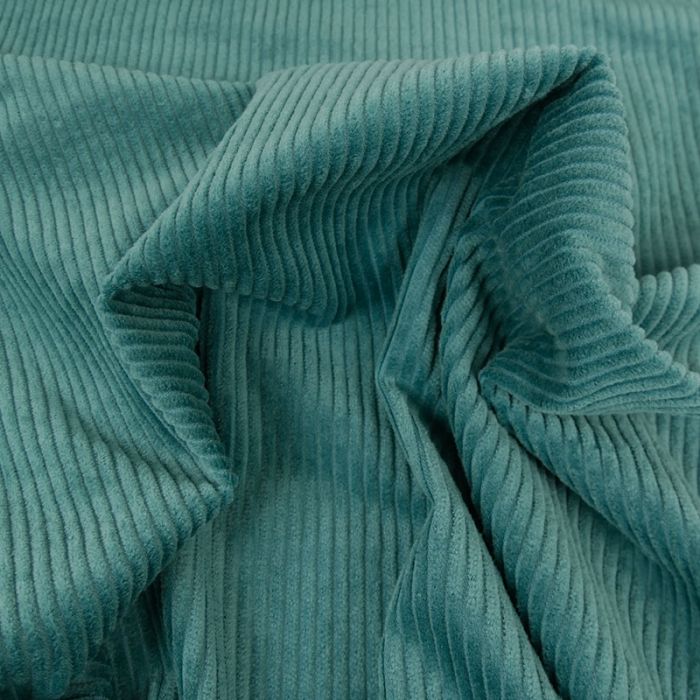 Tissu velours côtelé - bleu paon x 10 cm