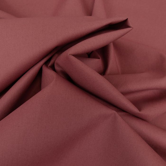 Tissu coton popeline bio - bois de rose x 10 cm