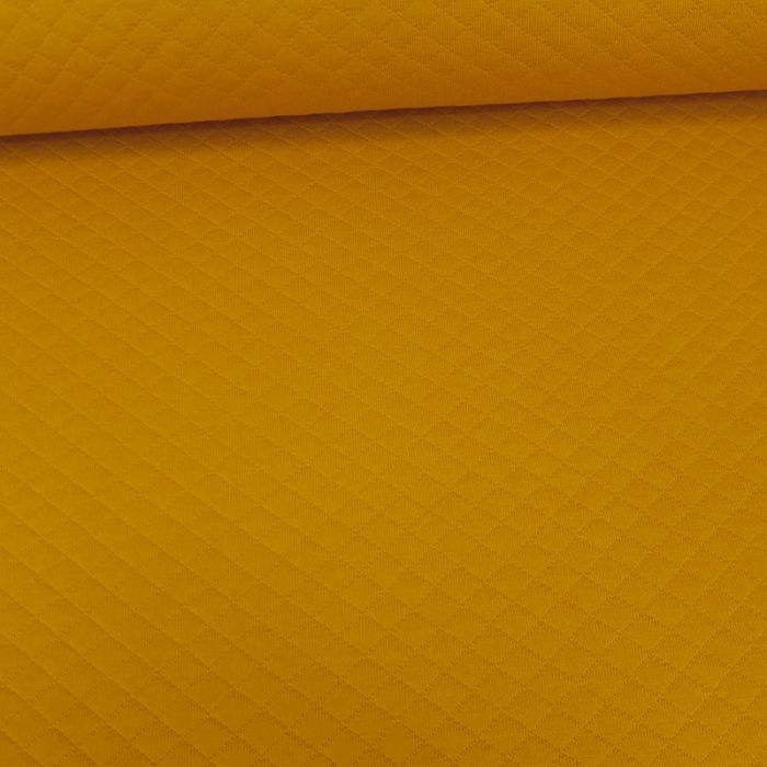 Jersey matelassé coton - moutarde x 10 cm