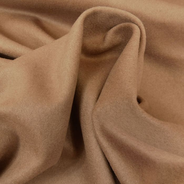 Tissu drap de laine cachemire haute couture - camel x 10 cm