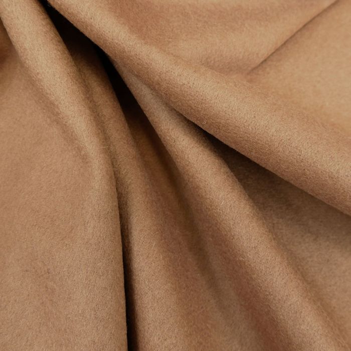 Tissu drap de laine cachemire haute couture - camel x 10 cm