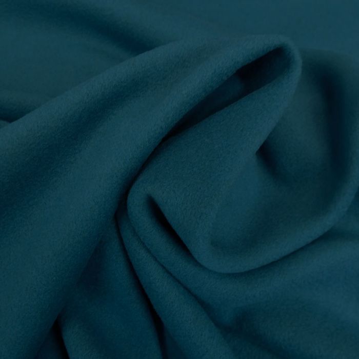Tissu laine et cachemire haute couture - bleu canard x 10 cm