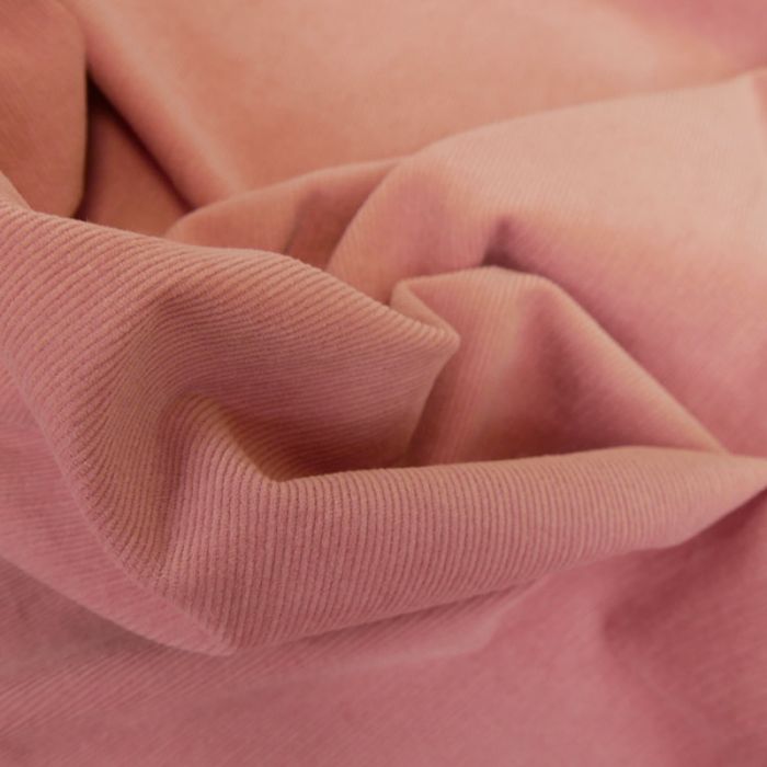 Tissu velours milleraies stretch - rose x 10 cm