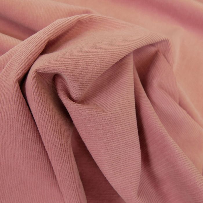 Tissu velours milleraies stretch - rose x 10 cm