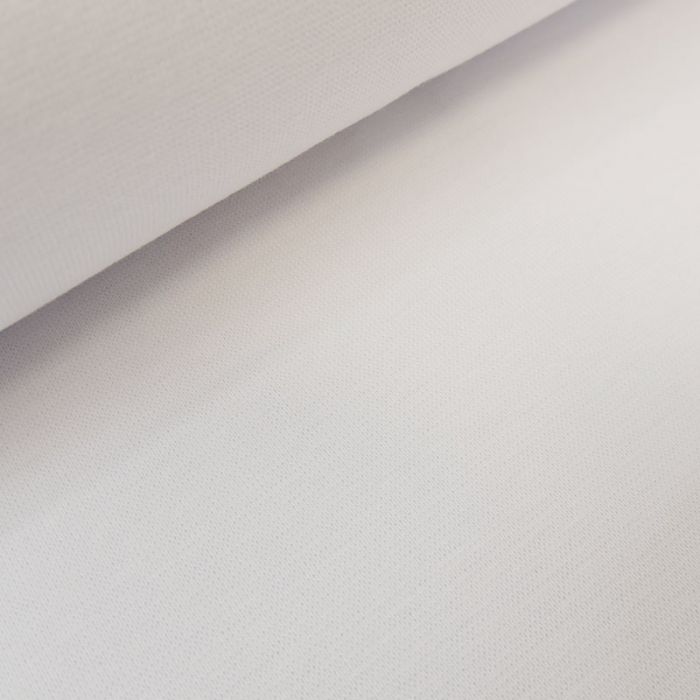 Tissu bord-côte bio uni tubulaire - blanc x 10 cm