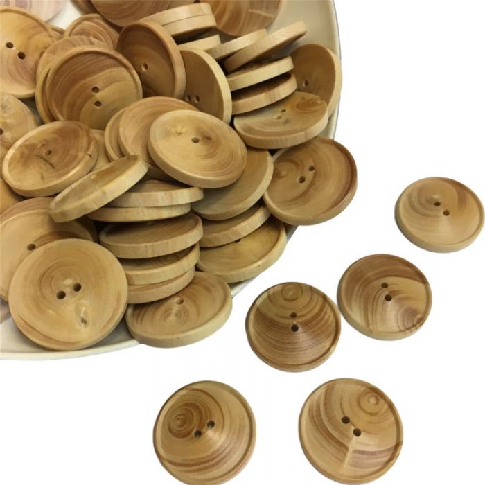 Bouton en bois naturel fin rebord x 1