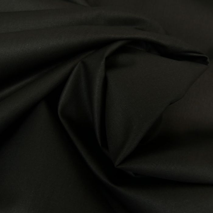 Tissu coton popeline bio - noir x 10 cm