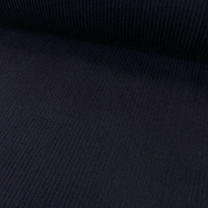 Tissu velours côtelé stretch uni - bleu marine x 10 cm