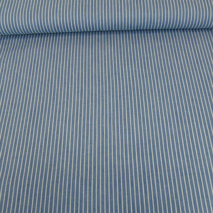 Tissu chambray rayures - bleu clair x 10 cm