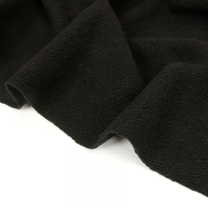 Tissu lainage bouclettes noir - haute couture x 10 cm