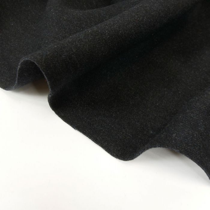 Tissu drap de laine bleu nuit chiné - haute couture x 10 cm