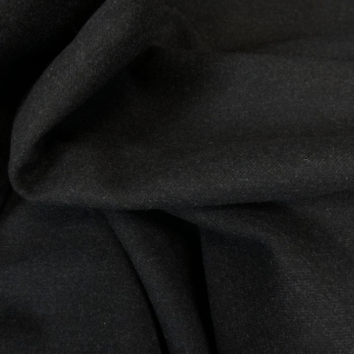 Tissu drap de laine bleu nuit chiné - haute couture x 10 cm