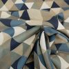 Tissu coton effet lin triangles - bleu x 10 cm