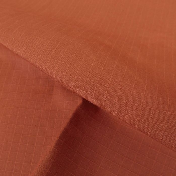 Tissu coton ciré waterproof carreaux - terracotta x 10 cm