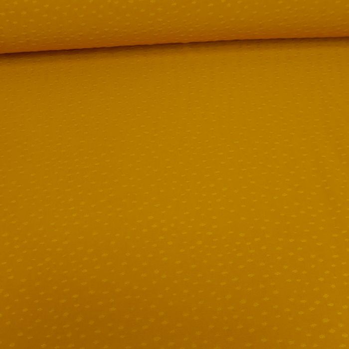 Tissu viscose pois jacquard - moutarde x 10 cm