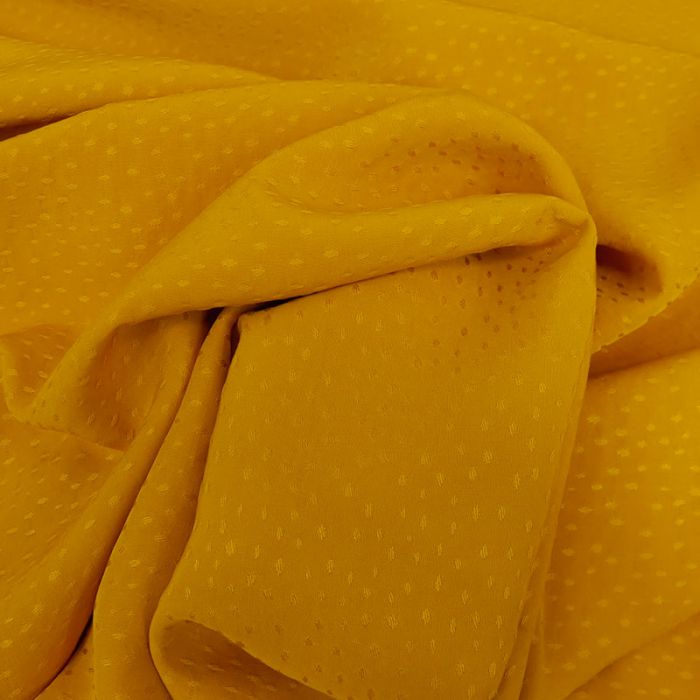 Tissu viscose pois - moutarde x 10 cm