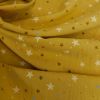 Tissu coton lavé étoiles - moutarde x 10 cm