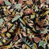 Tissu viscose fleurs tropicales - noir x 10 cm
