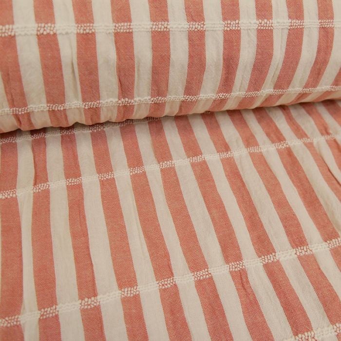 Tissu coton à rayures smocks - vieux rose x 10 cm