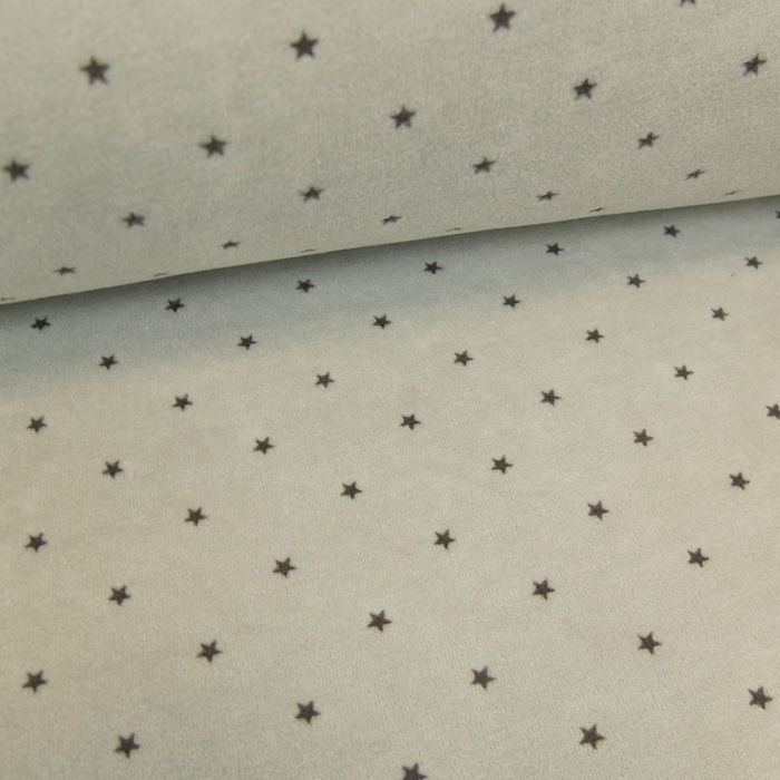 Tissu jersey velours nicky étoiles - gris x 10 cm
