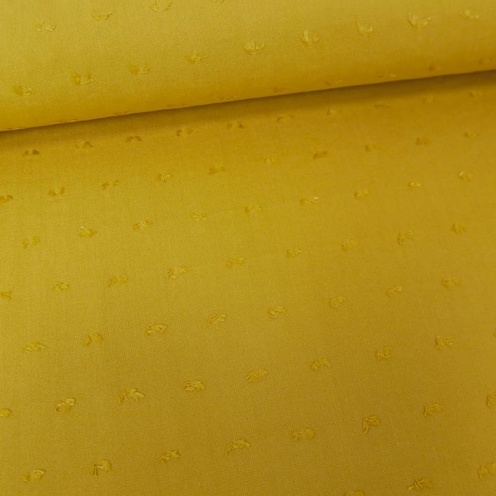 Tissu viscose plumetis - jaune x 10 cm