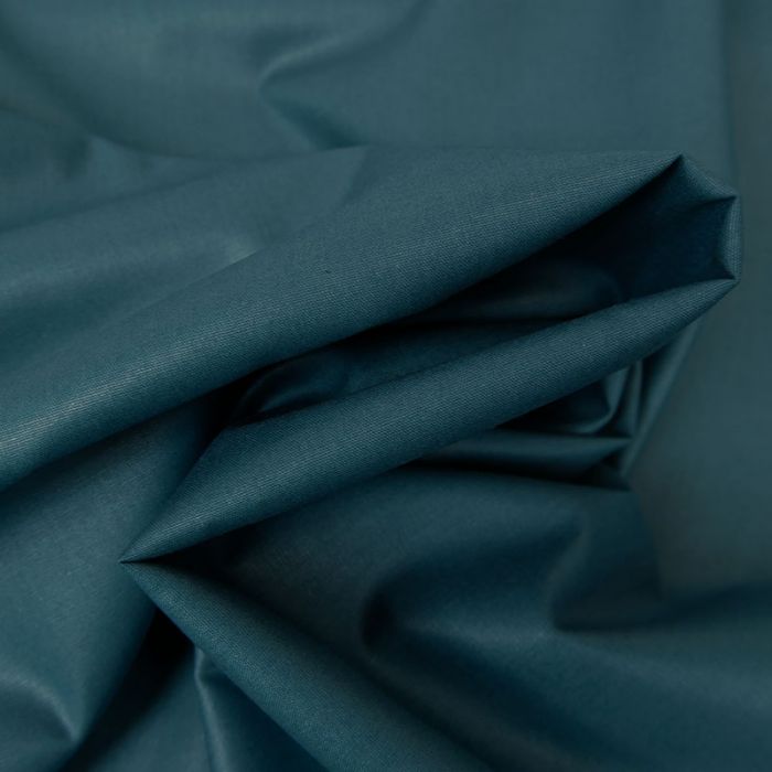 Tissu coton popeline bio - bleu pétrole x 10 cm