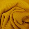 Tissu double jersey maille gaufré - moutarde x 10 cm