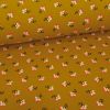 Tissu jersey bio sweat léger petites fleurs - moutarde x 10 cm