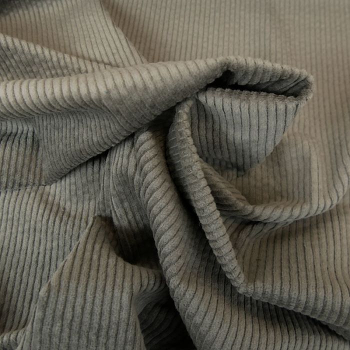 Tissu velours côtelé stretch uni - gris x 10 cm