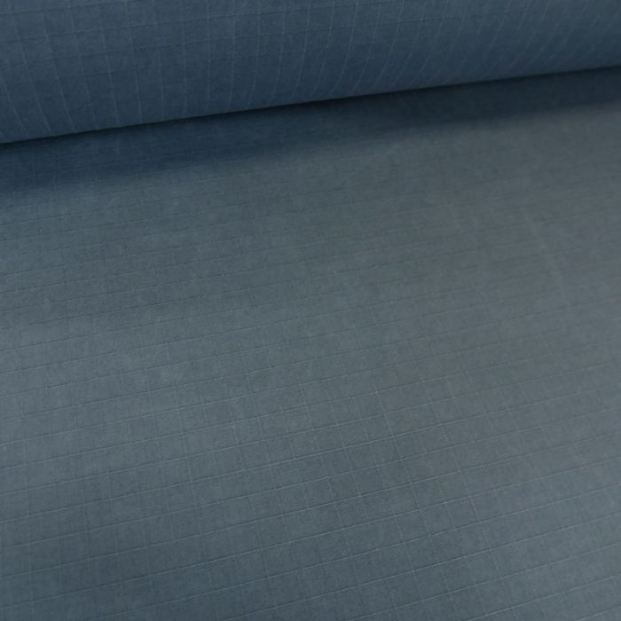 Tissu coton ciré waterproof carreaux - bleu denim x 10 cm
