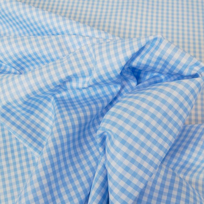 Tissu coton vichy - bleu ciel x 10cm