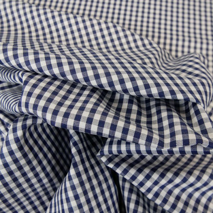 Tissu coton vichy - bleu marine x 10cm