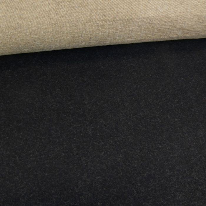 Tissu lainage réversible - noir et beige  x 10 cm