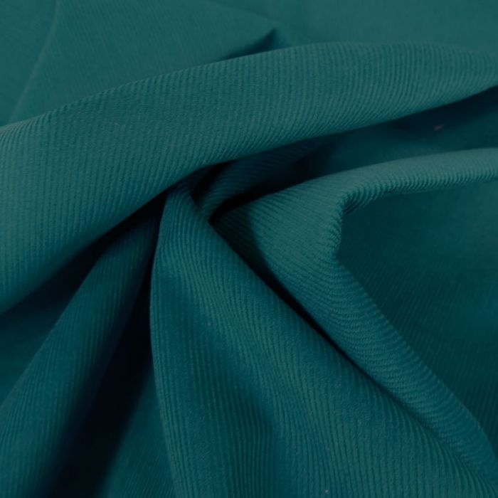Tissu velours milleraies - bleu canard x 10 cm