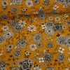 Tissu cretonne à fleurs- moutarde x 10 cm