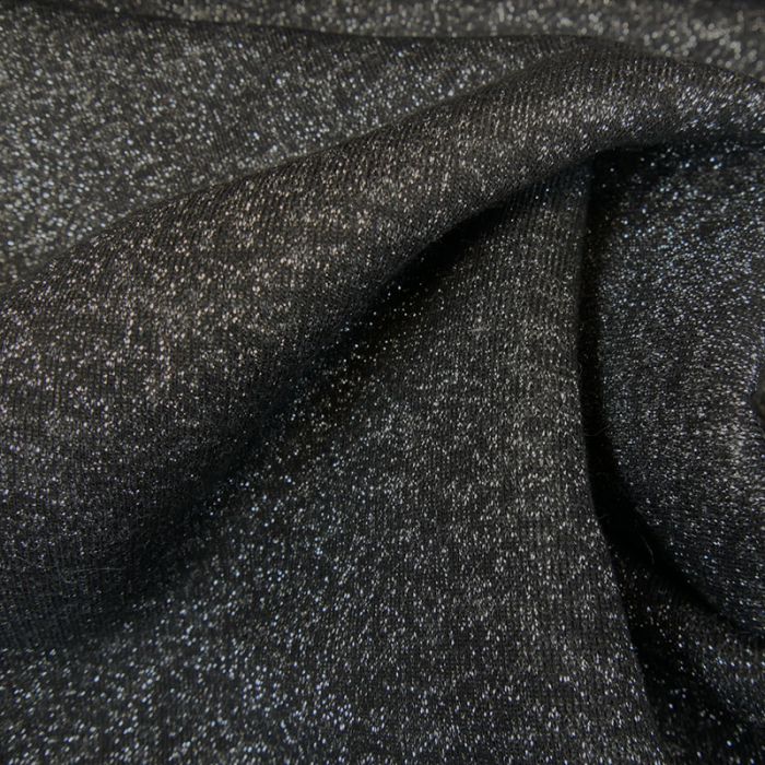 Tissu molleton sweat lurex argent - noir x 10 cm