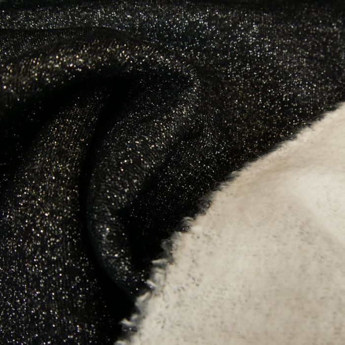 Tissu molleton sweat lurex argent - noir x 10 cm