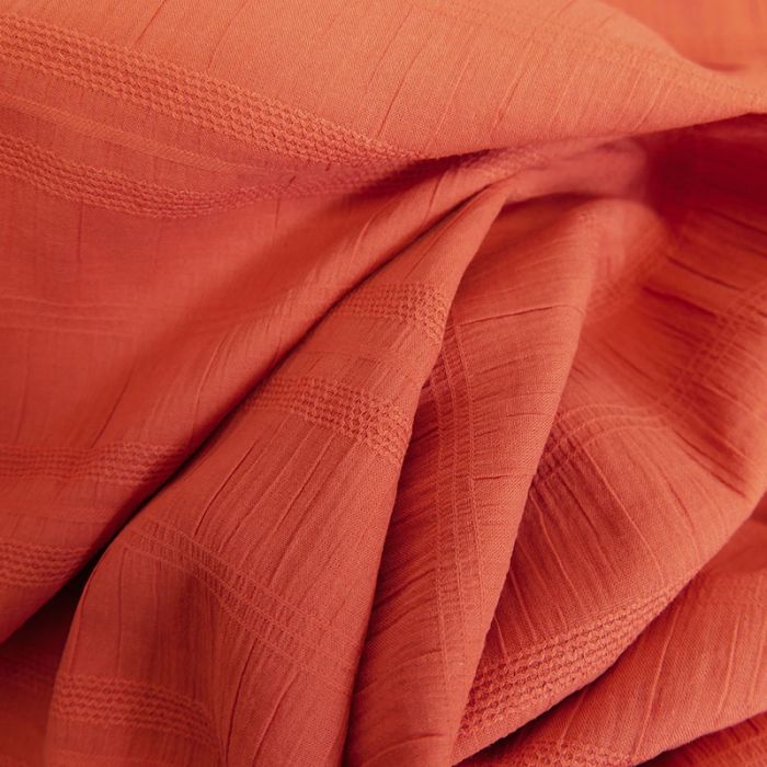 Tissu coton élasthanne Deauville - orange brique x 10 cm