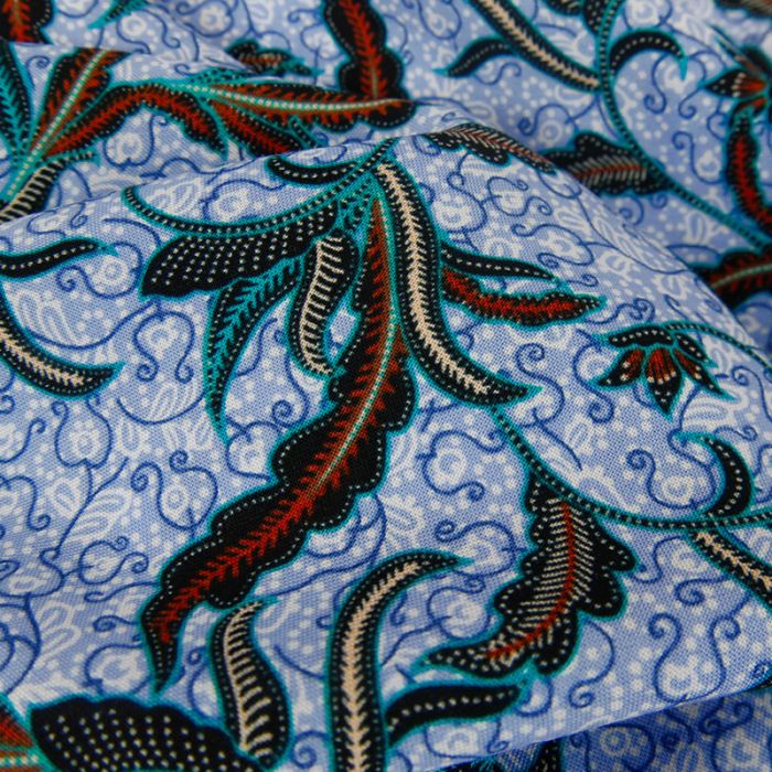 Tissu viscose motif cachemire - bleu clair x 10 cm