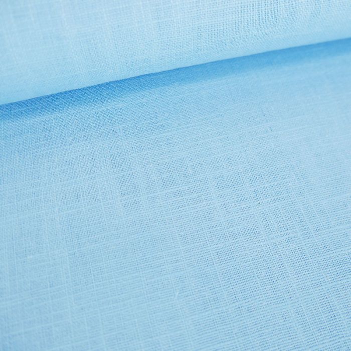 Tissu ramie effet lin - bleu ciel x 10cm