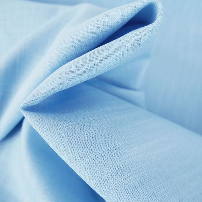 Tissu ramie Linen look - bleu ciel x 10cm