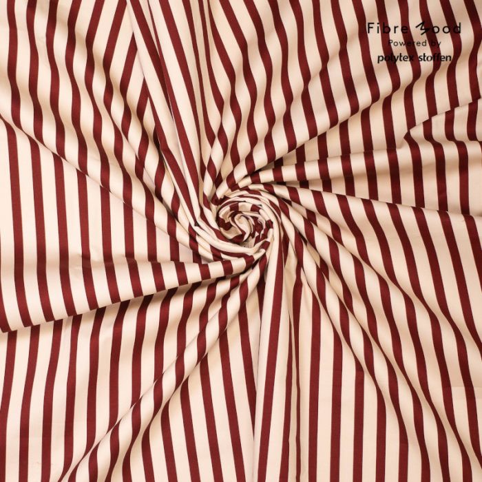 Tissu coton élasthanne à rayures rouges - Fibre Mood x 10 cm